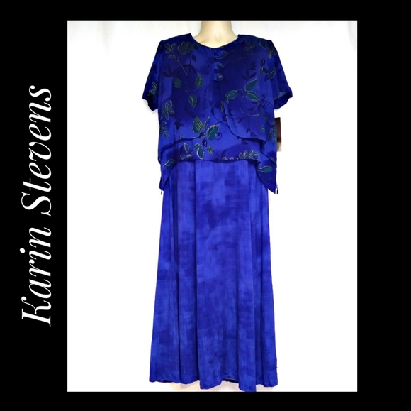 Karin Stevens 2 Piece Dress Set Blue Size 12 NWT's